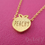Peach Shaped Peachy Typography Fruit Charm Necklace in Gold | DOTOLY