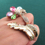 Peacock Shaped Animal Ring 2 Piece Set with Rhinestones | DOTOLY