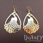 Peacock Silhouette Cut Out Shaped Dangle Earrings in Gold | Animal Jewelry | DOTOLY