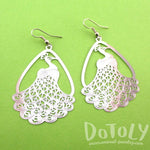 Peacock Silhouette Cut Out Shaped Dangle Earrings in Silver | Animal Jewelry | DOTOLY