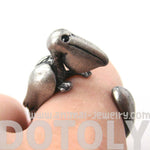 Pelican Bird Shaped Animal Wrap Around Ring in Silver | Sizes 4 to 9 Available | DOTOLY