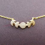 Phases of the Moon Lunar Phase Shaped Space Themed Pendant Necklace in Gold