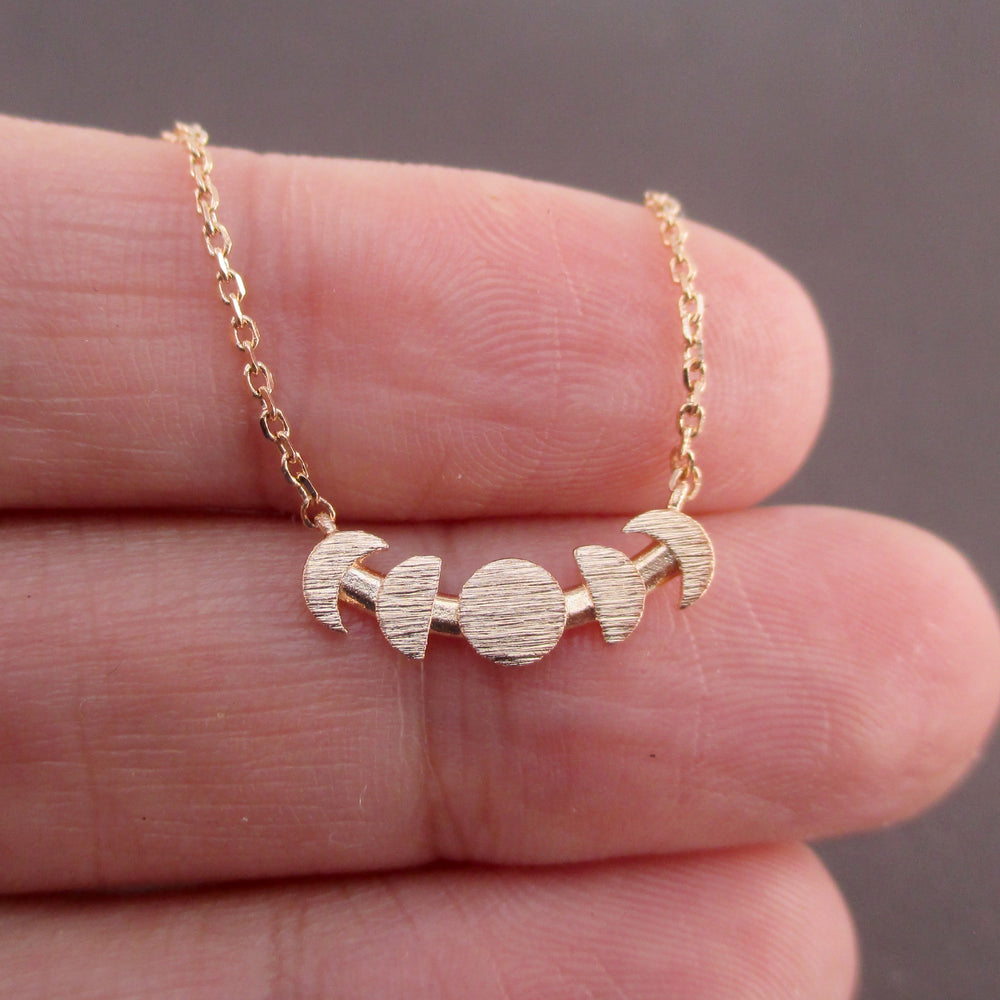 Phases of the Moon Lunar Phase Shaped Space Themed Pendant Necklace