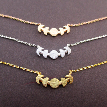 Phases of the Moon Lunar Phase Shaped Space Themed Pendant Necklace. Space Themed Jewelry Gifts