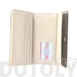 Piano Keyboard Musical Notes Shaped Bi Fold Clutch Long Wallet for Women in Cream | DOTOLY