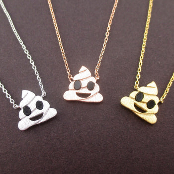 Pile of Poo Poop Emoji Pendant Necklace in Silver Gold or Rose Gold