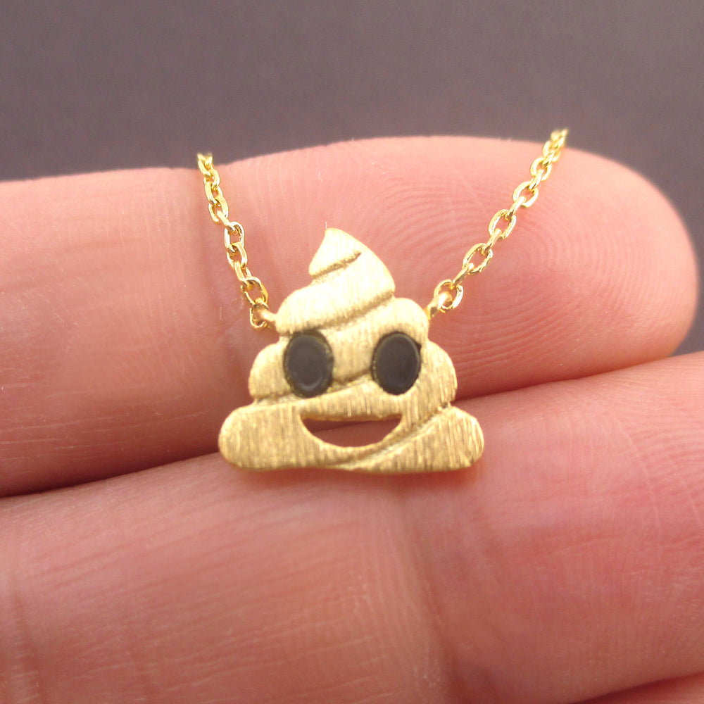 Pile of Poo Poop Emoji Pendant Necklace in Silver Gold or Rose Gold