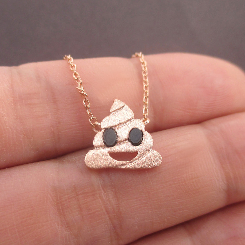 Pile of Poo Poop Emoji Pendant Necklace in Silver Gold or Rose Gold