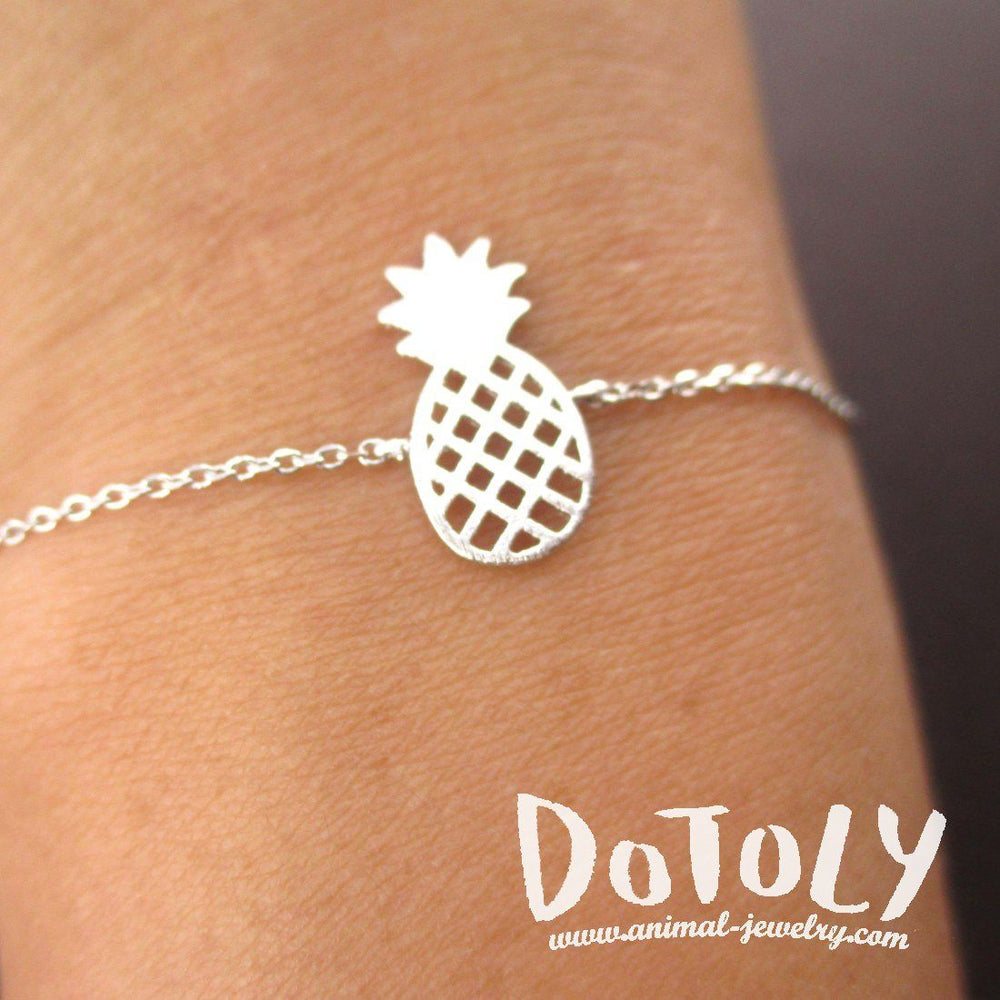 Pineapple Shaped Fruit Charm Bracelet in Silver | DOTOLY | DOTOLY