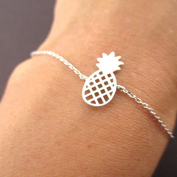 Pineapple Shaped Fruit Charm Bracelet in Silver | DOTOLY | DOTOLY