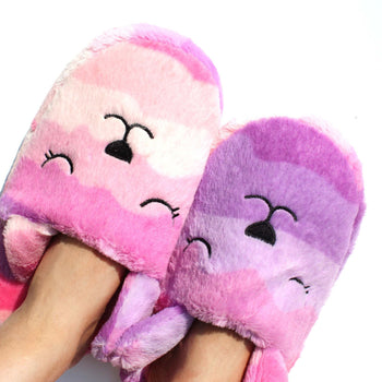 Pink and Purple Gradient Bunny Rabbit Shaped Slip-On Slippers for Women | DOTOLY