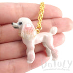 Pink French Poodle Puppy Dog Porcelain Hand Painted Ceramic Animal Pendant Necklace | Handmade | DOTOLY