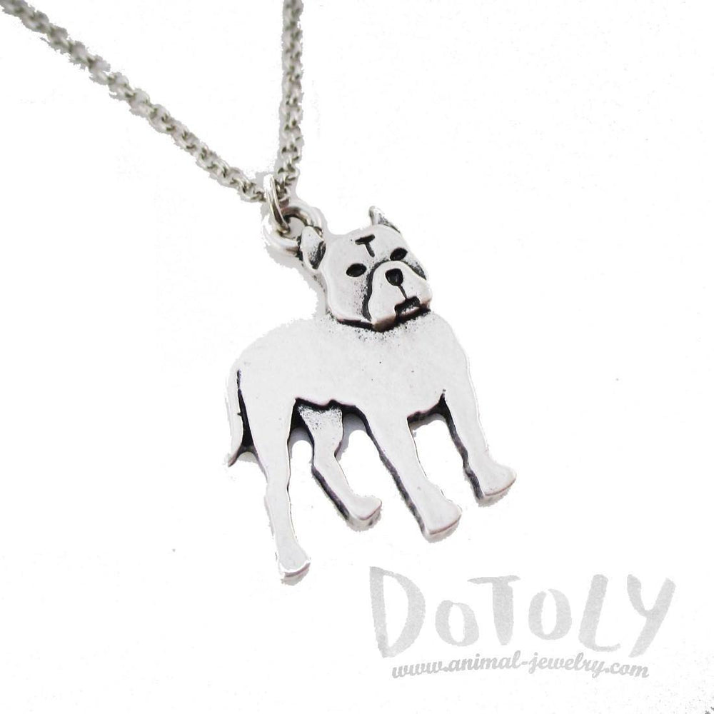 Pit Bull Dog Breed Shaped Charm Necklace in Silver | Animal Jewelry