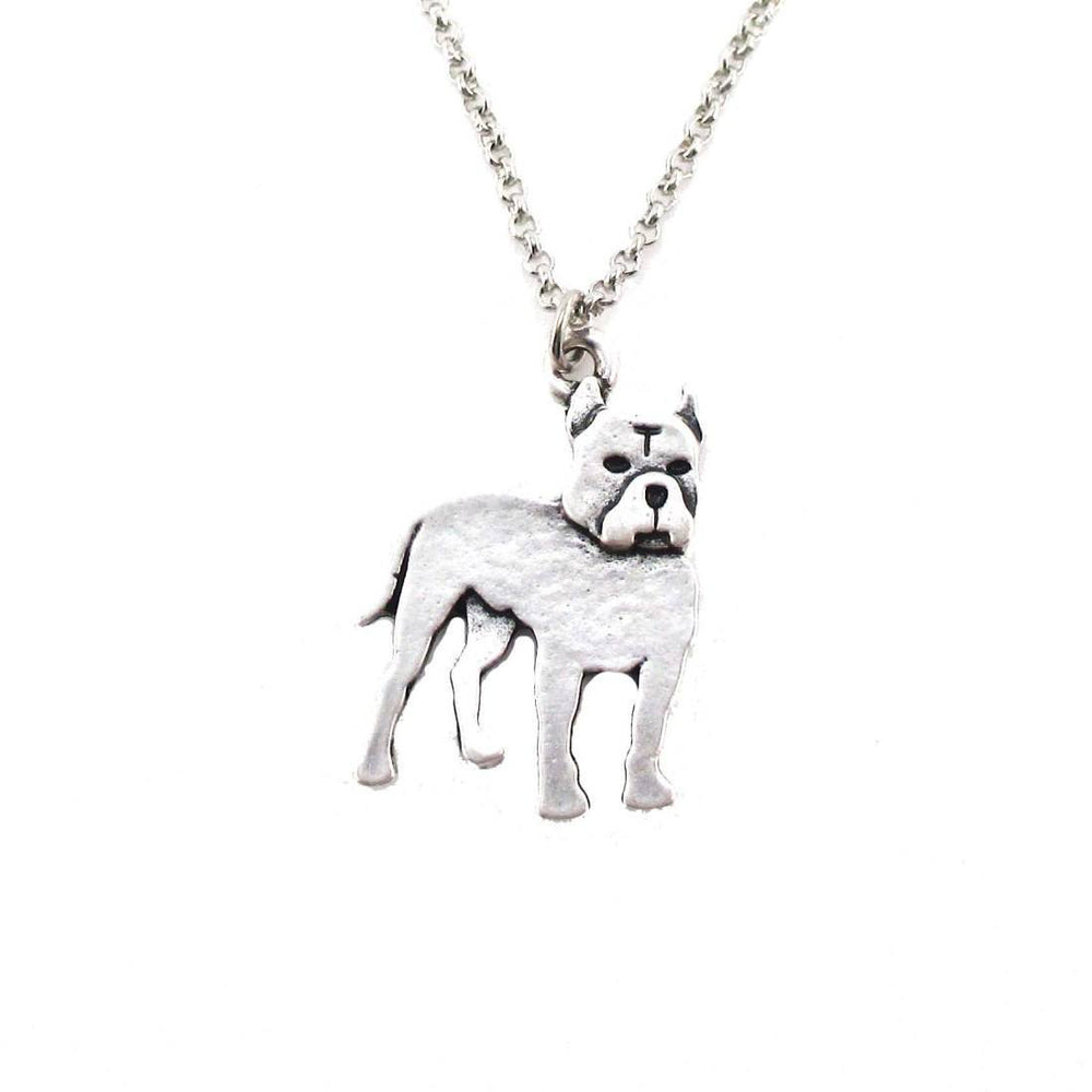 Pit Bull Dog Breed Shaped Charm Necklace in Silver | Animal Jewelry