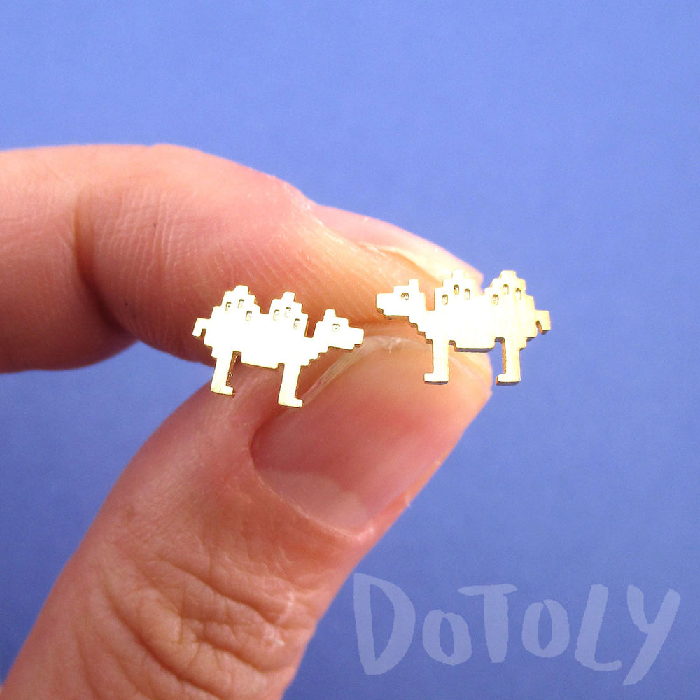 Pixel Camel Shaped Allergy Free Stud Earrings in Gold | DOTOLY