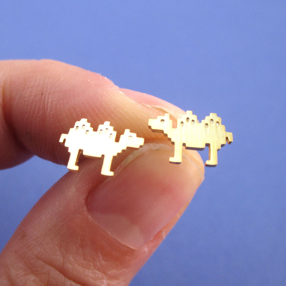 Pixel Camel Shaped Allergy Free Stud Earrings in Gold | DOTOLY