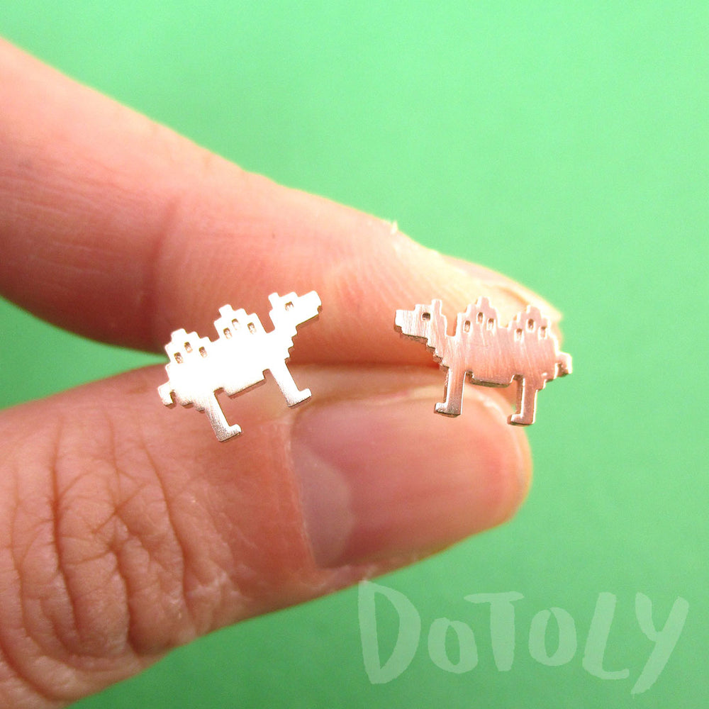Pixel Camel Shaped Allergy Free Stud Earrings in Rose Gold | DOTOLY