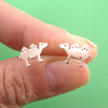 Pixel Camel Shaped Allergy Free Stud Earrings in Rose Gold | DOTOLY