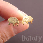 Pixel Elephants Shaped Allergy Free Stud Earrings in Gold | DOTOLY