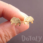 Pixel Elephants Shaped Allergy Free Stud Earrings in Gold | DOTOLY