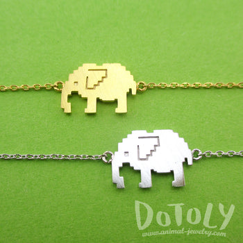 Pixel Elephants Shaped Charm Bracelet in Silver or Gold | DOTOLY