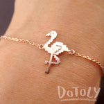 Pixel Flamingo Bird Shaped Charm Bracelet for Animal Lovers in Rose Gold | DOTOLY
