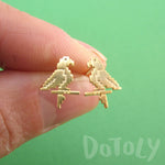 Pixel Parrot Bird Shaped Allergy Free Stud Earrings in Gold | DOTOLY