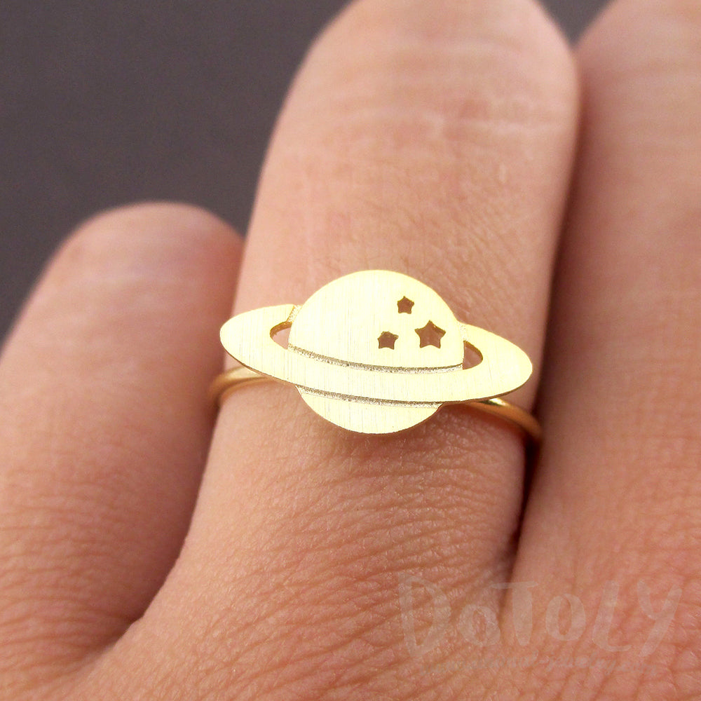 Planet Saturn Shaped Galaxy Universe Space Themed Adjustable Ring NASA