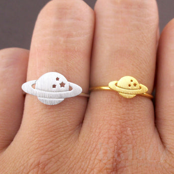 Planet Saturn Shaped Galaxy Universe Space Themed Adjustable Ring