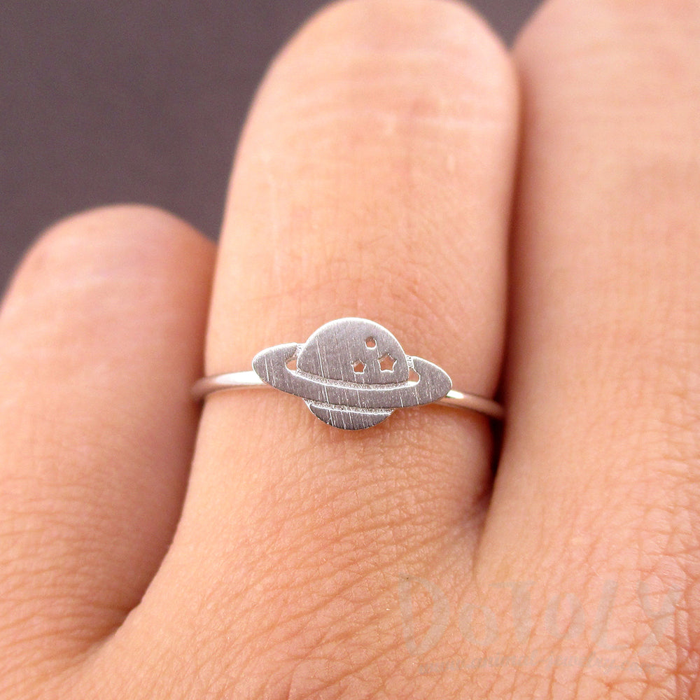 Planet Saturn Shaped Galaxy Universe Space Themed Adjustable Ring | DOTOLY