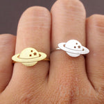 Planet Saturn Shaped Galaxy Universe Space Themed Adjustable Ring Jewelry