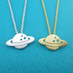 Planet Saturn Shaped NASA Cosmos Space Galaxy Themed Pendant Necklace