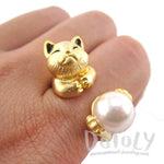 3D Playful Kitty Cat Shaped Animal Inspired Ring in Gold | DOTOLY