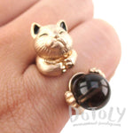 Playful Kitty Cat Shaped Animal Inspired Ring in Rose Gold | DOTOLY