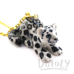 Playful Porcelain Snow Leopard Cub Shaped Ceramic Pendant Necklace