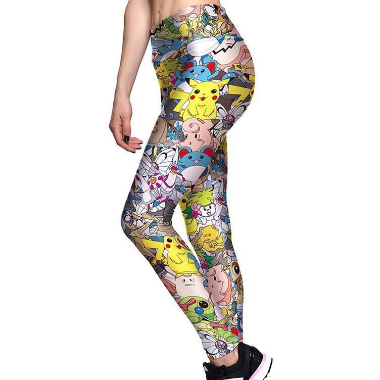 Pokemon Go Inspired All Over Collage Print Leggings for Women