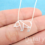Polar Bear Outline Shaped Animal Charm Necklace in Silver | DOTOLY