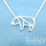 Polar Bear Outline Shaped Animal Charm Necklace in Silver | DOTOLY