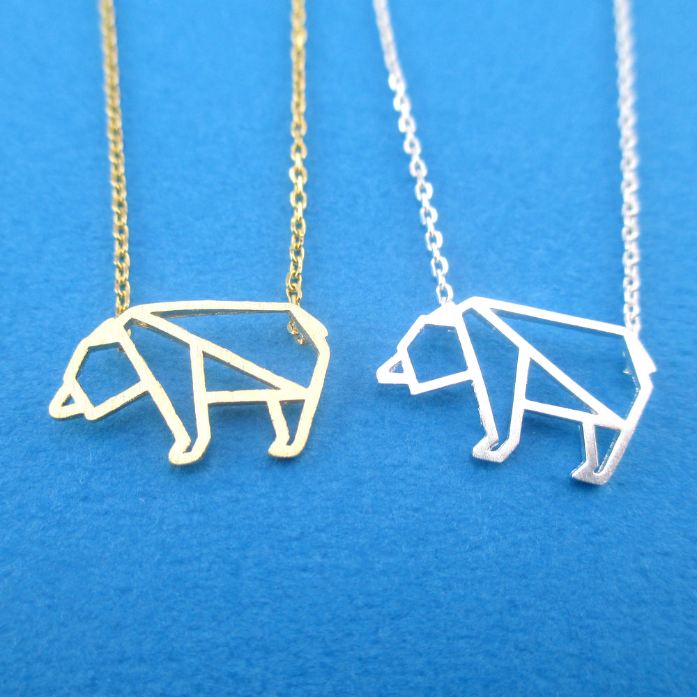 Polar Bear Outline Shaped Arctic Animal Pendant Necklace