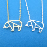 Polar Bear Outline Shaped Arctic Animal Pendant Necklace