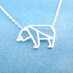 Polar Bear Outline Shaped Animal Charm Necklace in Silver | DOTOLY