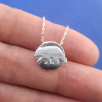 Polar Bear Silhouette Shaped Arctic Round Coin Pendant Necklace