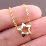 Polaris North Star Rhinestone Stellar Pendant Necklace in Gold or Silver