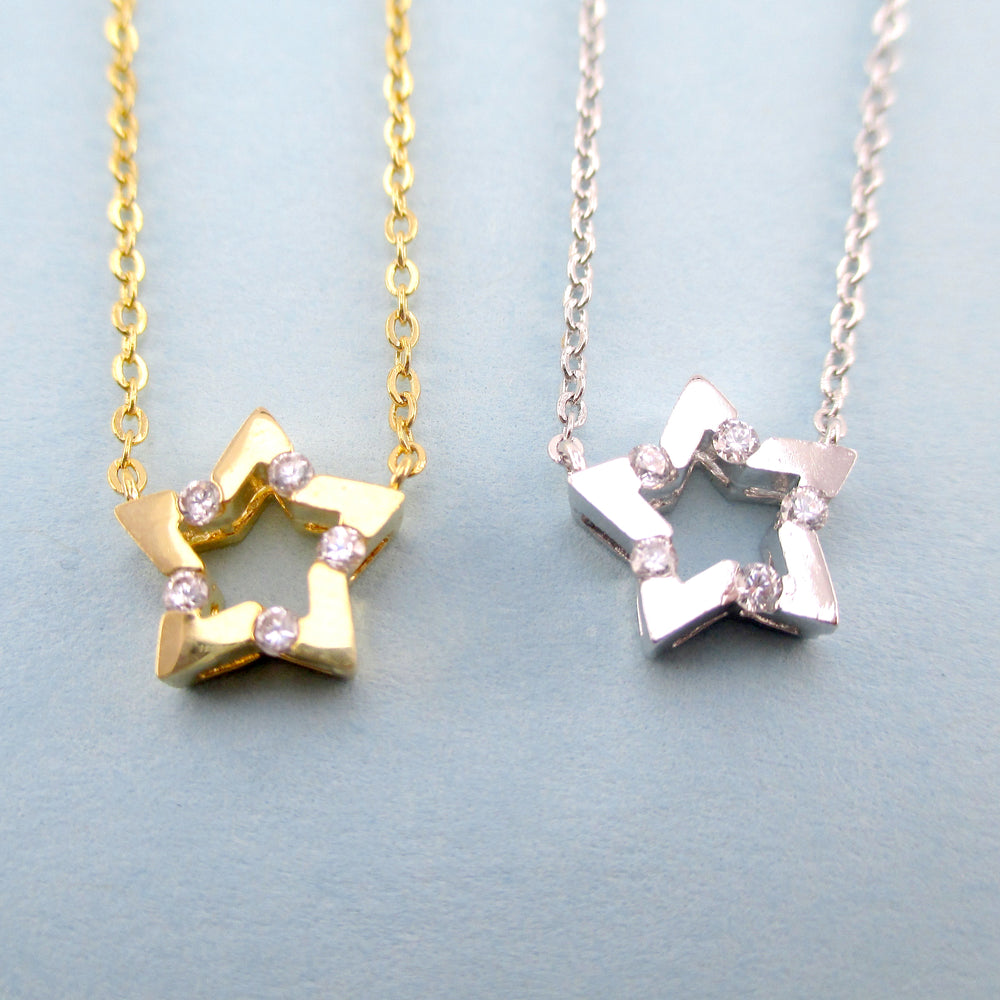 Polaris North Star Space Inspired Rhinestone Pendant Necklace