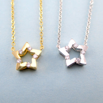 Polaris North Star Space Inspired Rhinestone Pendant Necklace