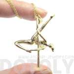Pole Dancing Aerial Dance Themed Necklace in Gold