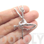 Pole Dancing Aerial Dance Themed Necklace in Silver