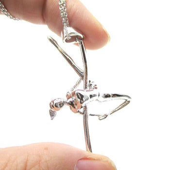 Pole Dancing Aerial Dance Themed Necklace in Silver