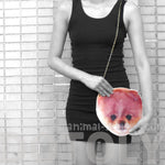 Pomeranian Boo Puppy Dog Face Shaped Vinyl Cross Body Shoulder Bag