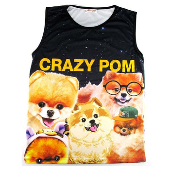 Pomeranians Making Funny Faces Graphic Print Oversized Unisex Tank Top